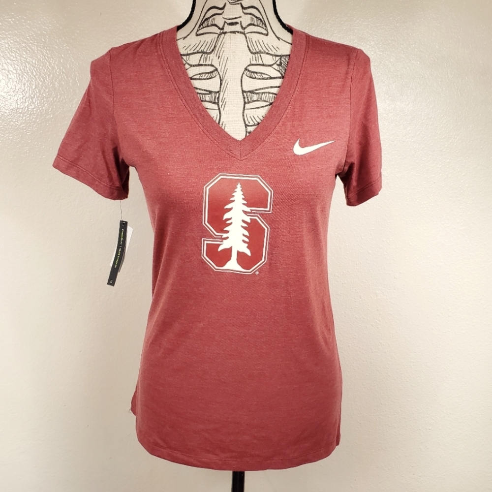 (NEW) Nike The Nike Tee Stanford VNeck T-SHIRT Crimson Red Size XS